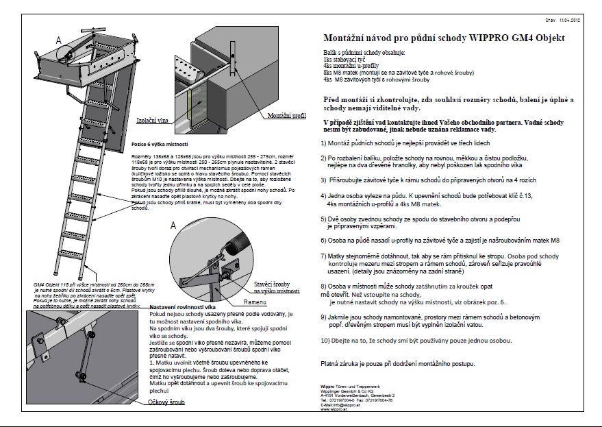 Podkrovné schody a výlezy WIPPRO montážny návod
